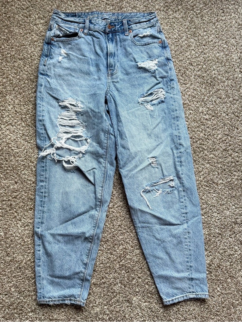 American Eagle Outfitters Light Blue Ripped Boyfriend Jeans